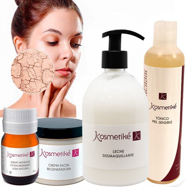 Kosmetiké Dry Skin Facial Treatment: Cleansing Milk + Toner + Anti-Aging Serum + Regenerating Cream